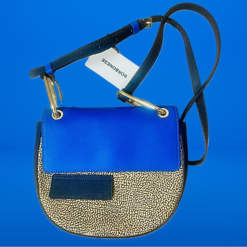 Borbonese Blue & Tan Crossbody Messenger Bag 904128
